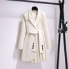 Women Spring Women Clothing Suit Skirt Jacket Belt Waist Slim Suit Women Blazer Long Coat Black Blazers