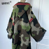 Africa classic camouflage colour print Winter Hooded cardigan dress Female abaya winter outfits for women long down coat