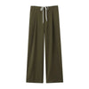 Women's Double Waistband Wide Leg Pants, High Elastic Waist With Drawstring, Side Pockets, Female Trousers, Chic