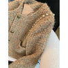 Vintage Tweed Jacket Women Elegant Cropped Coat Korean Long Sleeve Outerwear Fall Winter Ladies Single Breasted Chic Blazer
