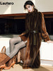 Spring Winter Long Soft Thick Warm Brown Faux Mink Fur Coat Women Elegant Chic Fluffy Overcoat
