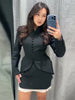 Chic Waist Cinched Women's Jacket Stand Collar Single Breasted Slim Blazer Coat Lady Spring Casual Slim Commute Outerwears