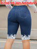 1362 Printed Leggings - Not Faux Denim Fabric Printed Leggings Without Texture - Non-Faux Denim Fabric, Women'S Floral Print