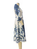 Autumn Women's V-neck Long Sleeved Bohemian Printed Dress Retro Lantern Sleeve Chinese Style Blue White Porcelain Dress