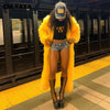 Solid Faux Fur Long Coats Women Full Sleeve Open Stitch Fur Jackets Yellow Winter Warm Streetwear
