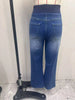 Women's Jeans Elastic Waist High Stretch Loose Straight-Leg Pants Comfortable Versatile