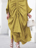 Women's Pleated Black Dresses Long Sleeves Buttoned Solid Color Casual Oversize Lapel Shirts Dress