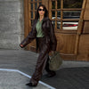 Casual Pu Leather Women Jacket Street Long Sleeve Stand Collar Zippers Female Outwear Autumn Winter Lady Streetwear