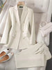 Office Ladies Pant Suit 2 Piece Sets Women Solid Double-breasted Business Work Wear Blazer Jacket and Trouser Female