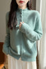 Autumn Winter Women's 100% Merino Wool Knit Cardigan Stand Collar Single Row Button Front Sweater Soft Warm Office Wear Coat