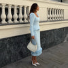 Elegant Woolen Top Pants Women Set Urban Long Sleeve Slash Neck Pleated Blouse Straight Trousers Autumn Winter Lady Suit