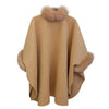 S-5XL Winter Warm Cloak Horn Buckle Woolen Poncho Capes Women Faux Rabbit Fur Dolman Sleeves Loose Long Cappa Coat