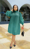 Plus Size Women Pleated Dress Hand Shaken Flower Beaded Temperament Elegant African Prom Big Stretch Clothing