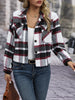 European and American Winter Product Lapel Flap Pocket Pants Casual Short Women's Plaid Jacket