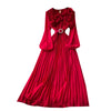 Spring Autumn Elegant Dress for Women French Mushroom Edge Crimping Loose Chiffon Long Sleeve Long Dress C141
