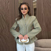 Curved Stitching Women Jacket Long Sleeve Slim Fitted Blazer Open Front Waist Truncated Outerwear Elegant Office Commuter Jacket