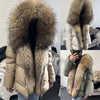 White Duck Down Jacket Winter Women Warm Loose Coat Natural Real Fox Fur Collar Thick Outerwear Parkas