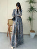 Pleated Print Foldable Collar Women's Long Sleeve Trench Coat Winter Original Design Cardigan Coat