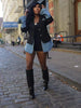 Women Patchwork Denim Long Sleeve Single Breasted Jackets Holiday Vacation Streetwear Outcoats
