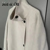 Women Long Double-sided Woolen Blend Coats Retro Loose Female Overcoat Single-Breasted Ladies Windbreak Autumn Winter