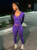 Sporty Casual 2 Piece Set Women Tracksuit Hooded Zip Crop Tops+Leggings Fitness Soft Stretch Streetwear Activity Suit
