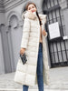 Female Winter Over Knee Loose Large Fur Collar Hooded Warm Thick Parkas Long Down Cotton Plus Size Parkas Coat Women Padded Coat