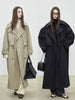 Spring Autumn Oversized Khaki Long Trench Coat for Women Double Breasted Loose Casual European Overcoat