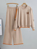 Casual sports set women spring and autumn embroidered knitted sweater with letters and high waist slim pants two-piece set