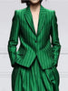 Missuoo Women's Striped Blazer Jacket Notched Collar Long Sleeve Buttoned Blazer Coat Commuter Outerwear for Female