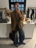 Diagonal Buckle Stand Collar Loane Taupe Asymmetrical Plaid Blazers Spring Casual Coats Vintage Woman's Outerwear Clothing
