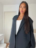 Chic Women's Double Breasted Blazer Top Contrast Stchiting Loose Fit Formal Casual Outerwear Suit Jacket Outfit