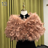 Real Ostrich Feather Wedding Shawl Women Winter Fur Wrap Cape Scarf Fluffy Feather Bridal Shrug Party Stoles Bride Cape Cloak