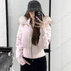 Fur Collar Hoody Slim Waist Bread Parkas Elegant Warm Women Clothing Lovely Zip Patchwork Casual Coats