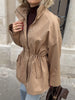 Autumn Vintage Jacket Femme Winter Street Casual Long Sleeve High Waist Cardigan Workwear Retro Coat Winter