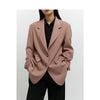 The Ultimate Store Hit Women's Mid-Length Oversized Blazer with Shoulder Pads for Petite Figures, Casual Suit Jacket