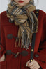 Lamb Wool Collar Duffle Coat Women Long Wool-Like Overcoat Elegant Loose Fit Warm Winter Outerwear Clothing
