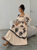 Women's All Over Print Shirred Bishop Sleeve A Line Dress, Long Sleeve Dress for Fall & Winter