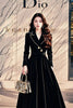 4XL Hepburn Style Black Velvet Dress For Women Autumn Formal Occasions Waist Cinching Suit Style Long Dress AU