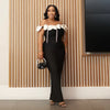 Women Bow Tassel Slash Neck Maxi Dress Fall Winter Sexy Birthday Evening Prom Party Street Long Dresses Vestidos