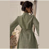 Spring Women Dress Set Minimalist Stand Collar Knot Button Slit Hem Long Dresses All-match Skirts Lady Street Gown