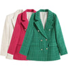 textured suit lapel long sleeved double row button pocket decoration Spring and Autumn women's versatile suit jacket