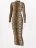 leopard print long sleeve slim bodycon sexy dress autumn winter women streetwear party festival dresses outfits