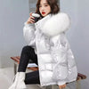Winter Warm Duck Down Jacket Women's Clothes Glossy Fur collar Thicken Parka Short Down Coat Female