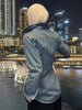 Women's Denim Lace Up Jacket Lapel Neck Waist Cinching Button Front Long Sleeve Coat Spring Femlae Casual Daily Outerwear