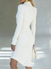 Elegant V-neck Double breasted Blazer Dress Commute Hight Waist Solid Party Dress Lady Casual Long Sleeve Wrap Hip Dress