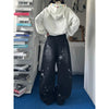 Women's Star Print Wide Leg Jeans Spring Autumn American Style Loose Baggy Tapered Trousers Casual Streetwear Denim Pants