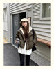 Hooded Short Parkas Women Black Patchwork Puffer Jacket Winter Streetwear Down Coats Korean Cotton Padded Outerwears