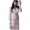 Printed Women Dress V Neck Long Sleeve Dress High Waist Chiffon Dress Single Breasted Tie Design Stylish Elegant Outfit