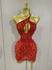 Stock Women Sparkly Big Crystal Sexy Off the Shoulder Mesh See Through Mini Dress Nightclub Party Celebrate Birthday Dress