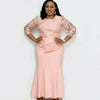 4XL 5XL Plus Size Christmas Dresses Women O Neck 3/4 Sleeve Long Maxi Dress Lace Patchwork Night Party Dress